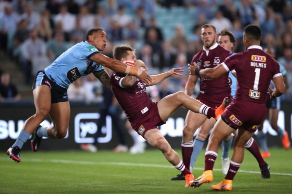 Cameron Munster lasted barely two minutes of Origin II at ANZ Stadium.