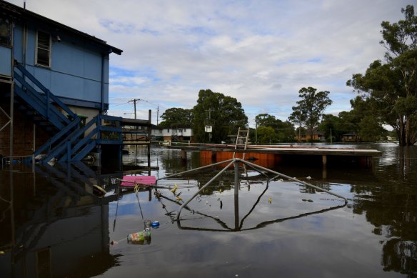 A home inundated by floodwaters along the Hawkesbury River in NSW.