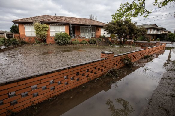 Properties and gardens left damaged on Saturday after the flooding of the Maribyrnong River.