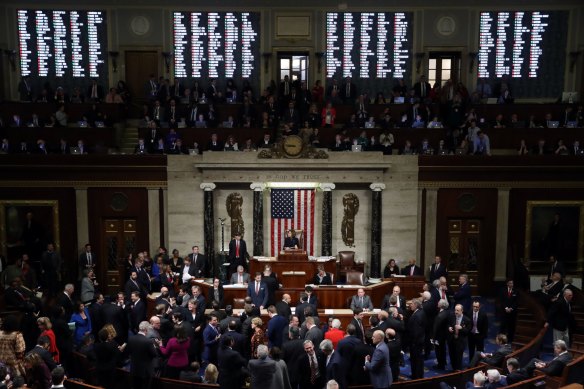 The House of Representatives votes on the second article of impeachment of US President Donald Trump in 2019.