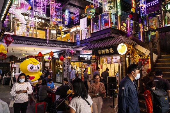 Come for the neon wonderland, stay for the meat on a stick at Burwood Chinatown.