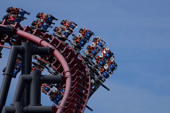 Hang on: A rollercoaster ride at Six Flags.