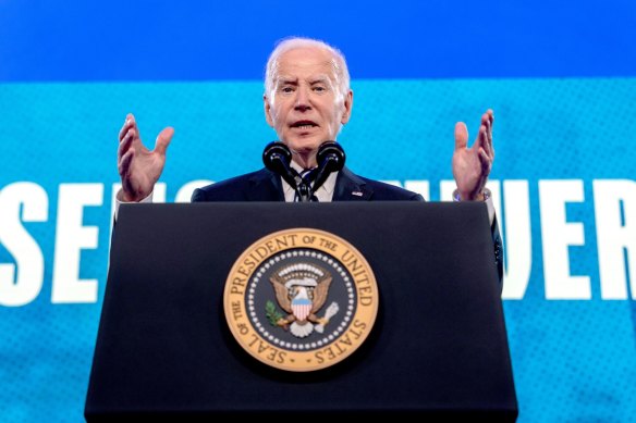 US President Joe Biden during a gun safety conference in Washington.