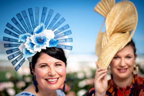 Racegoers Doris Jovic, left, and Michelle Robinson.