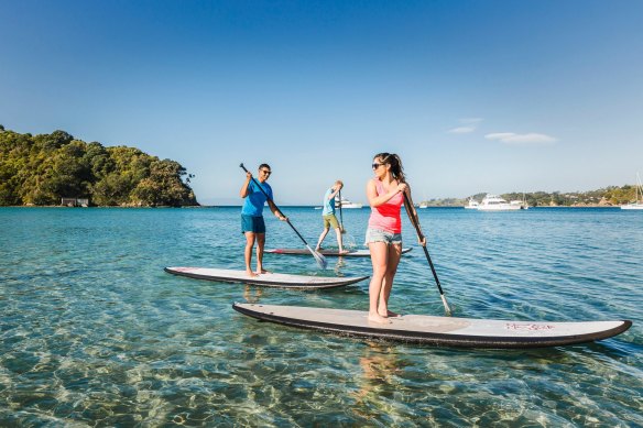 Paddle boarding at Waiheke Island.
