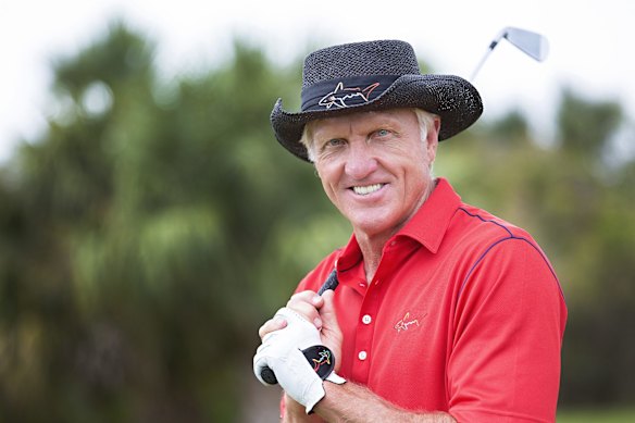 Greg Norman’s biggest fan poses at home in 2015.