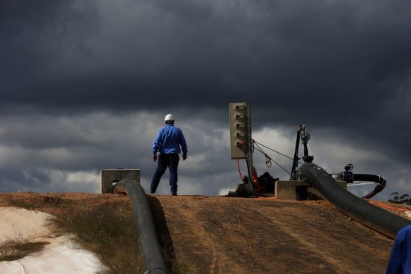 A coal seam gas construction site in the Pilliga Forest near Narrabri.