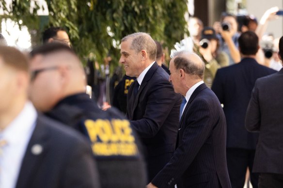 Hunter Biden, son of US President Joe Biden, centre, arrives to federal court in Wilmington, Delaware, in October.
