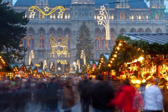 A Christmas market in Vienna.