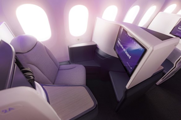 Air New Zealand’s upgraded business class seats.
