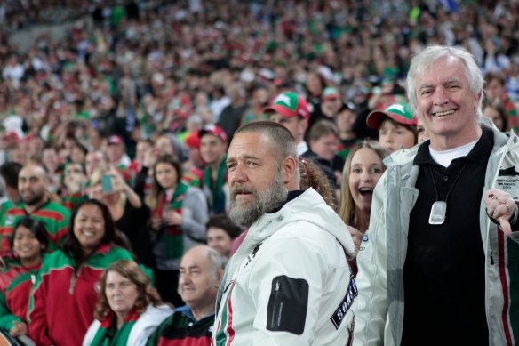 Russell Crowe and his beloved Rabbitohs.