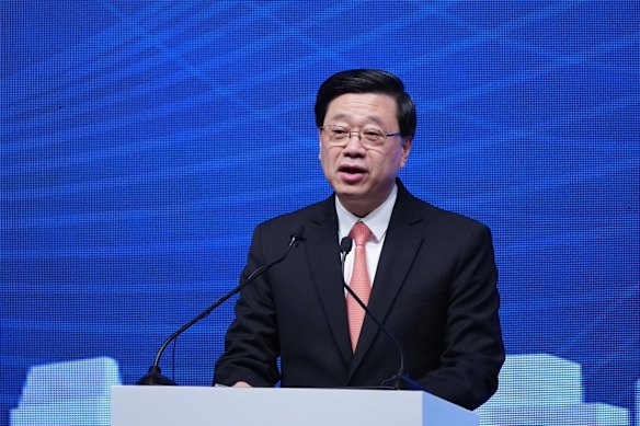 John Lee, Hong Kong’s chief executive, at a summit earlier this month.