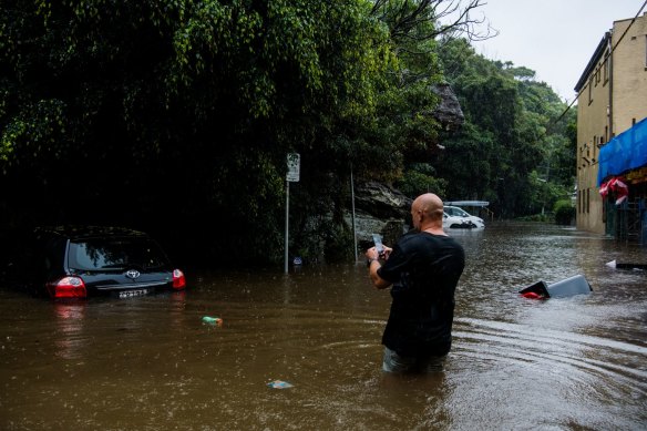 Flash flooding in Manly. 