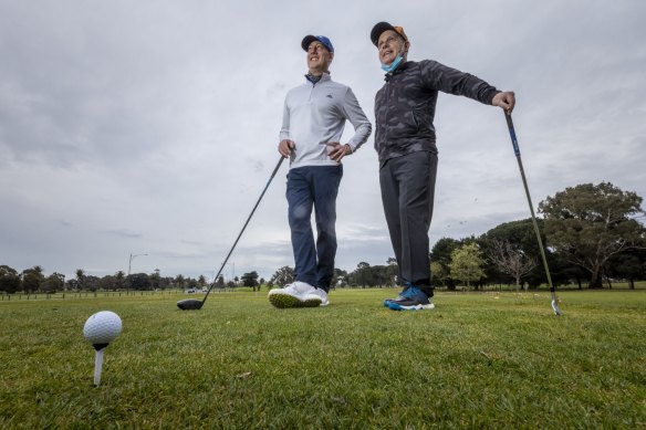 Golfers at Albert Park Golf club as restrictions lifted last month.