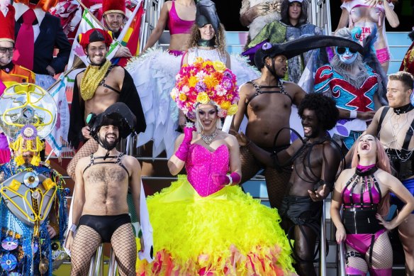 The Mardi Gras Parade providing colour at Sydney Cricket Ground the day before the event.