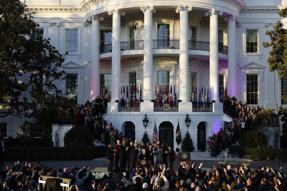 US President Joe Biden after signing the Respect for Marriage Act during a ceremony on the South Lawn of the White House.