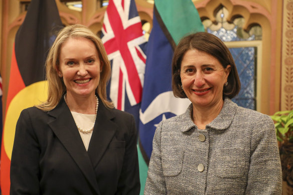 NSW Minister for Sport Natalie Ward and NSW Premier Gladys Berejiklian in June.