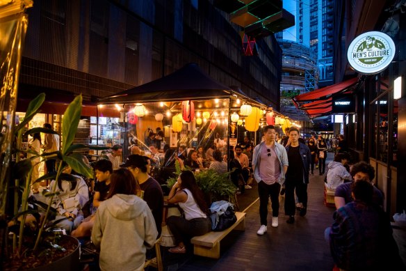 The laneways off Darling Square, Sydney, have a different vibe to Chinatown.