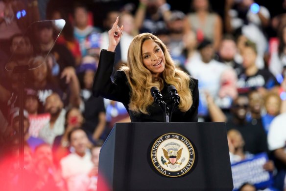 Beyoncé at a Kamala Harris campaign event in Texas last month. 