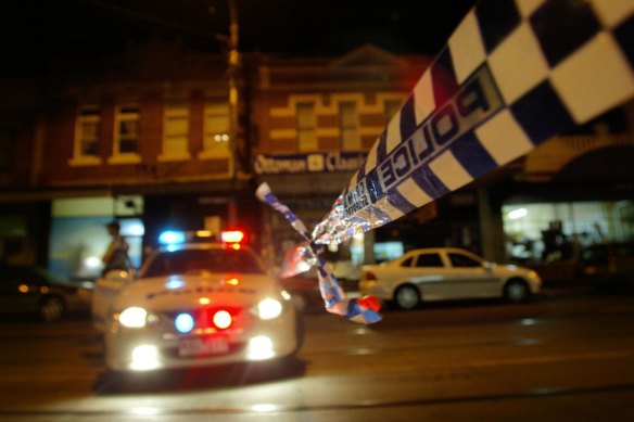 The Sydney Road crime scene on the night Lewis Moran was murdered by a masked gunman inside the Brunswick Club.