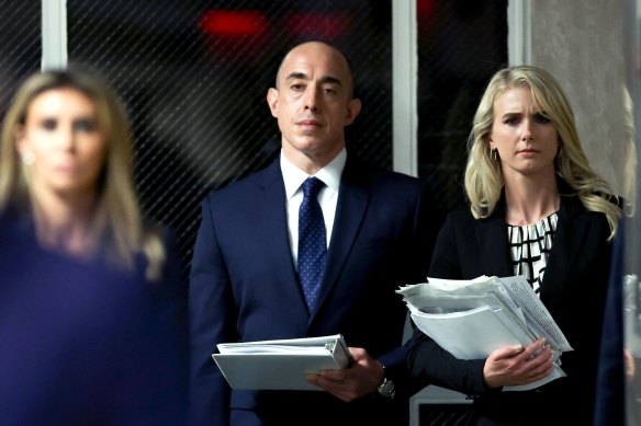 Harp with one of Trump’s lawyers during his criminal trial in New York this year. 