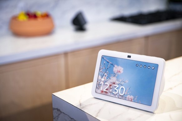 An Amazon Echo Show 8 smart-home device powered by Alexa.
