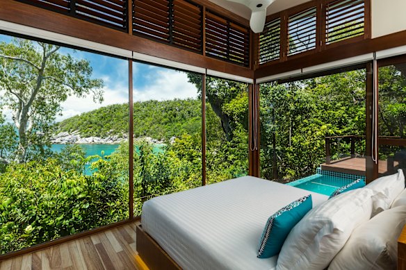 One of the Pavilion villas with private plunge pool at Bedarra Island Resort.