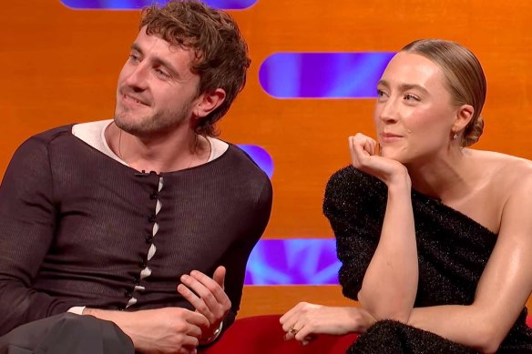 Paul Mescal and Saoirse Ronan on <i>The Graham Norton Show </i> last week, where Ronan spoke about women’s safety. 