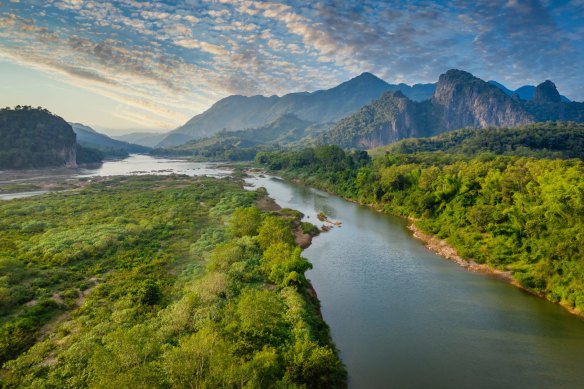 The Mekong River between city Luang Prabang and Pak Ou in Laos.