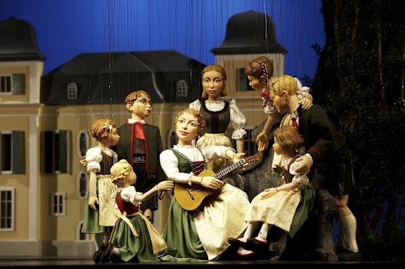 Von Trapp family puppets at the Salzburg Marionette Theatre.