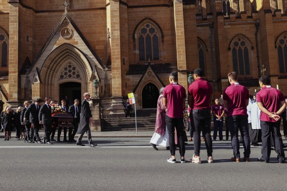 The State funeral for Robert ‘Bob’ Fulton held at Saint Mary’s Cathedral in Sydney.