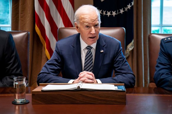US President Joe Biden during a meeting in the Cabinet Room of the White House in Washington this week.