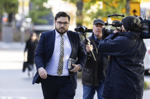 Bruce Lehrmann arrives at the inquiry on Monday.