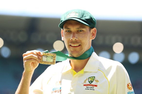 Scott Boland won the Mullagh Medal as man of the match in his Test debut against England.