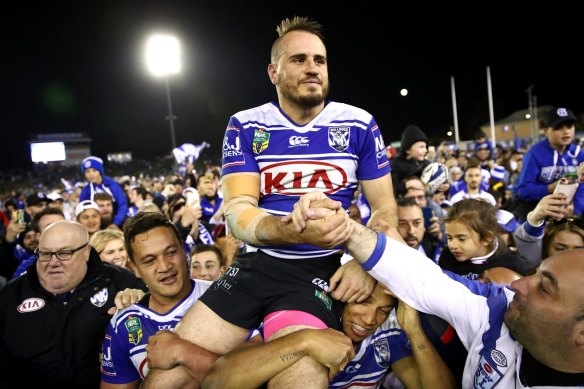 Favourite son: The last time Josh Reynolds said goodbye at Belmore in 2017.