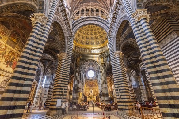 Inside Siena’s Gothic cathedral.