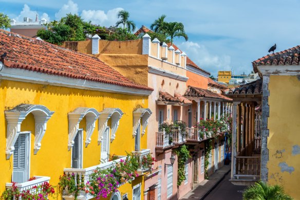 The colourful buildings of Cartagena, Colombia.