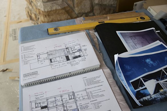 Plans and photos of the house, which Brian Seidler was restoring before he died in March 2025. 