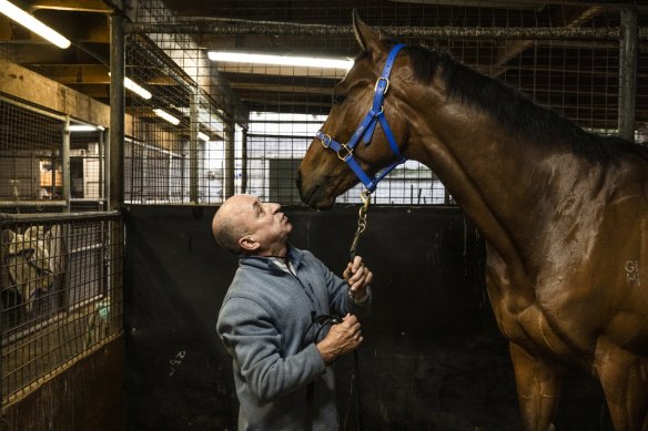 Jimmy Cassidy with Sharp ‘N’ Smart at Jim and Greg Lee’s stables, last spring.