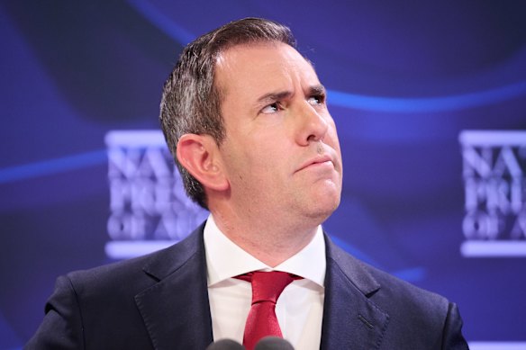 Treasurer Jim Chalmers at the National Press Club on Wednesday.