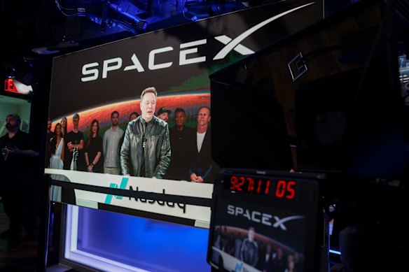 Elon Musk at the SpaceX debut.