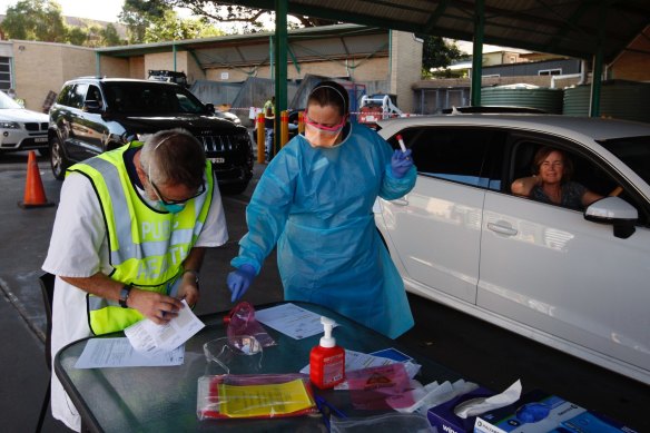 The drive-thru testing station in Summer Hill earlier this week. 