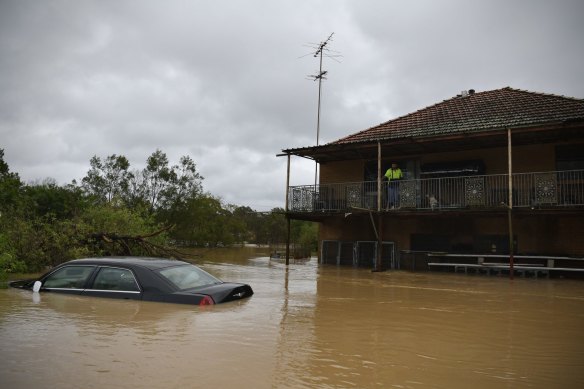 C.J. Turner, of Shanes Park in Sydney’s west, has carried out search and rescue missions in his runabout boat, pulling neighbours and stricken farm animals from the floodwaters.