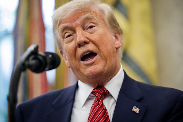 US President Donald Trump in the Oval Office on Wednesday.