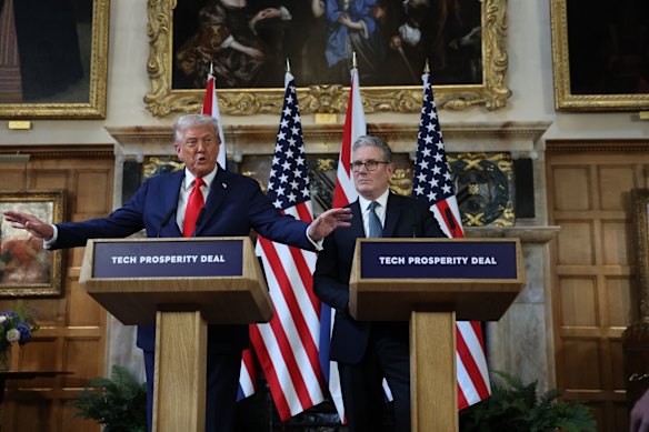 US President Donald Trump (left) and British Prime Minister Keir Starmer during a news conference on Thursday.