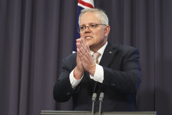 Prime Minister Scott Morrison at Parliament House on Tuesday. 