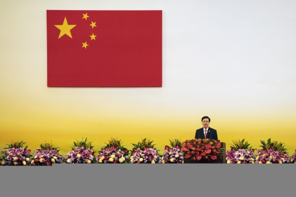 Beijing looms large: John Lee, Hong Kong’s new leader, at his swearing-in on July 1.