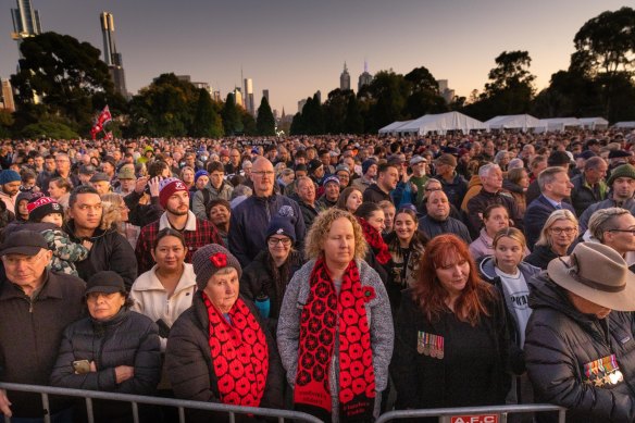 Thousands attended the dawn service at the Shrine of Remembrance on Anzac Day.