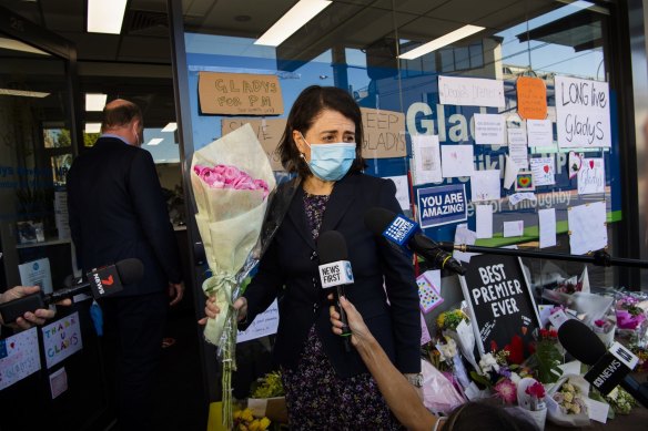 Former premier Gladys Berejiklian visits her electoral office in Northbridge, Sydney. 