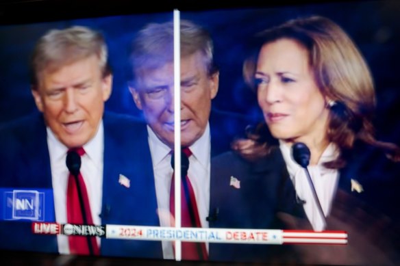 Donald Trump and Kamala Harris during the debate.